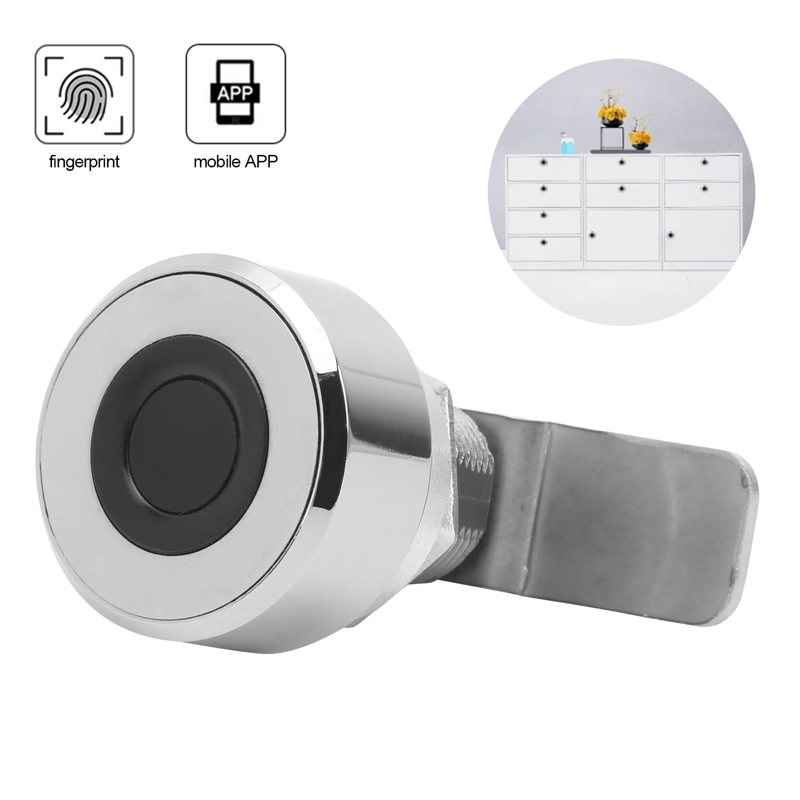 YAHHU Smart Cabinet Keyless Lock Fingerprint Bluetooth APP Remote Unlock Security Device for Drawer Safe File Box