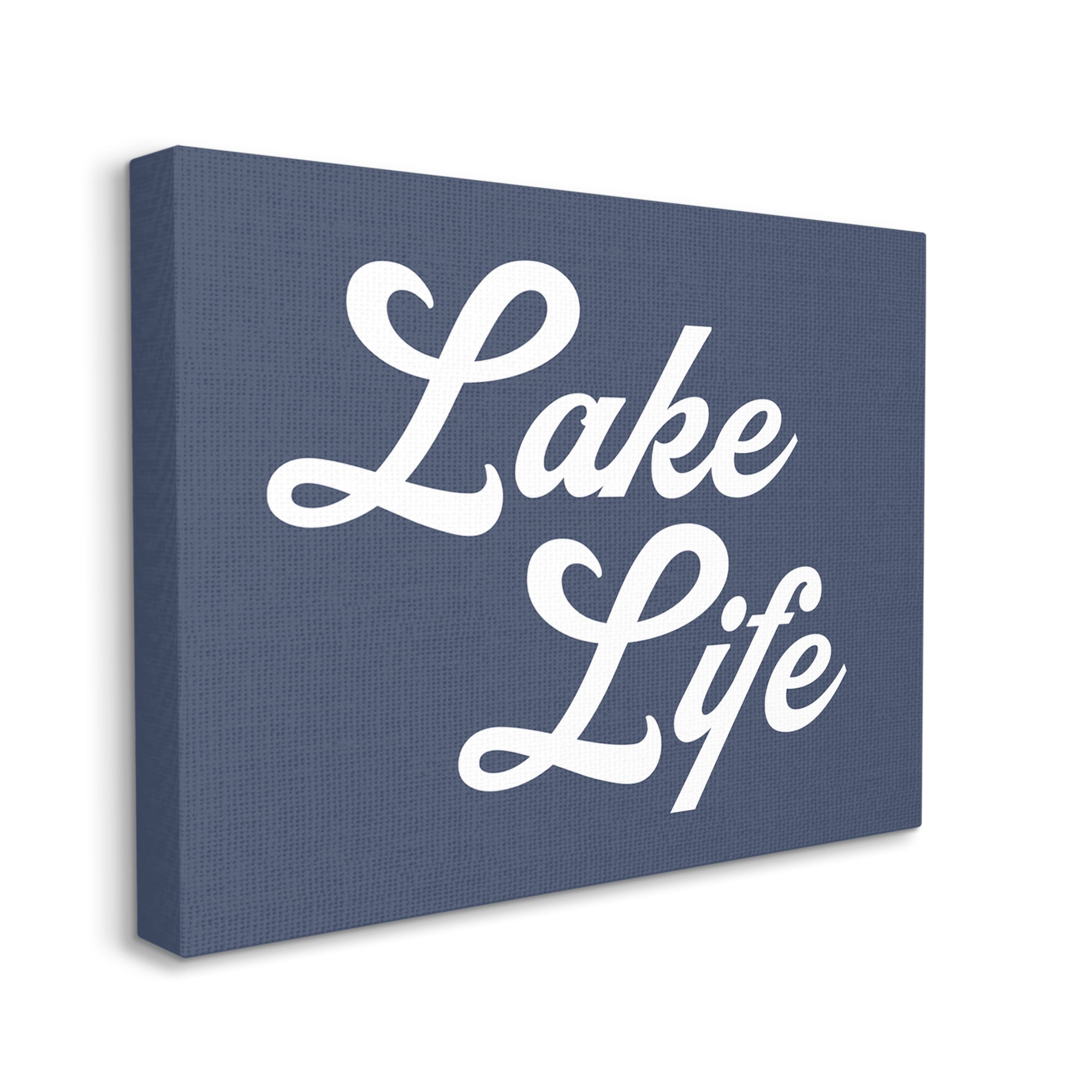 Stupell Industries Trendy Lake Life Phrase Solid Blue Sign,48 x 36, Design by Daphne Polselli