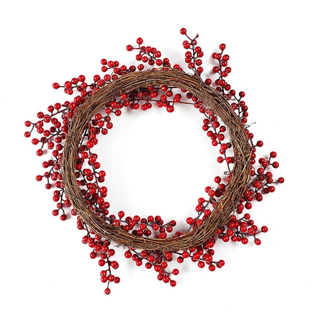 Guirnalda navideña de frutos rojos, tacto real, bayas naturales, artificiales, para invierno, decoración de fiestas navideñas, Año Nuevo, 20 pulgadas