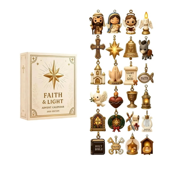 Nativity Advent Calendars, Christian Christmas Countdown Calendar, 24Pcs Acrylic Nativity Ornaments, Birth of Jesus Pendant for Christmas Tree