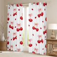 thumbnail image 2 of Manfei Watercolor Cherry Bow Blackout Curtains Set of 2 (52x84 Each), Cute Love Heart Window Curtains for Girls Women, 2 of 6