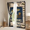 thumbnail image 3 of Manfei Retro Pike Fish Blackout Curtains Set of 2 (38x54 Each), Fishing Tool Print Living Room Curtains, Navy Beige Olive, 3 of 6