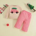 thumbnail image 2 of NOLDARES Infant Toddler Girls Cute 2pcs Fall Winter Outfits Long Sleeve Round Neck Print Top and Elastic Waist Pants Set Clothes Clothing(Red,3-6 M), 2 of 4