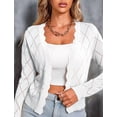 thumbnail image 4 of Women'S Long Sleeve Cropped Cardigan Sweaters Open Front Hollow Out Shrugs White XXL, 4 of 8
