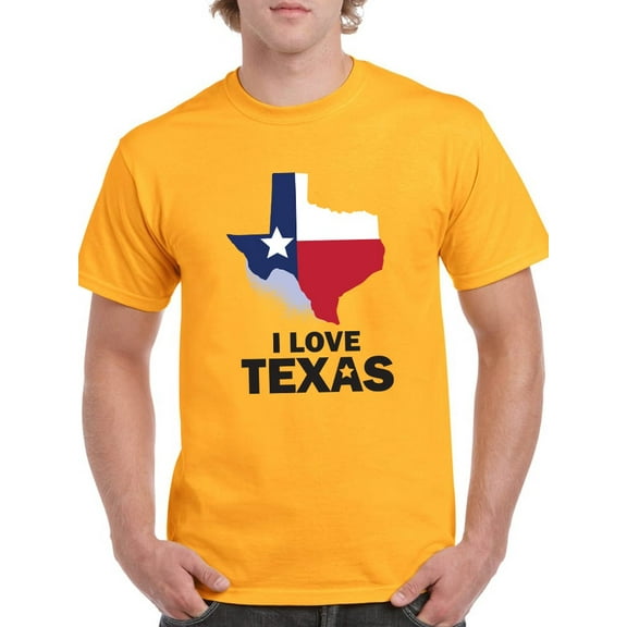 I Love Texas Map Flag Colors Men T-Shirt, Male Medium