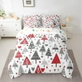 thumbnail image 2 of Manfei Kids Happy Christmas Bedding Comforter Set 7 Pieces, Red Xmas Tree Full Bedding Set, Cartoon Snowflake Print Reversible Fitted Sheet Flat Sheet, Breathable Home Decor, 2 of 7