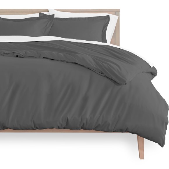 Refurbished Bare Home Luxury 2 Piece Duvet Cover and Sham Set (Gray King)