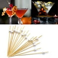 Premium Disposables 4.7" Bamboo Cocktail Picks With White Pearls Set Of