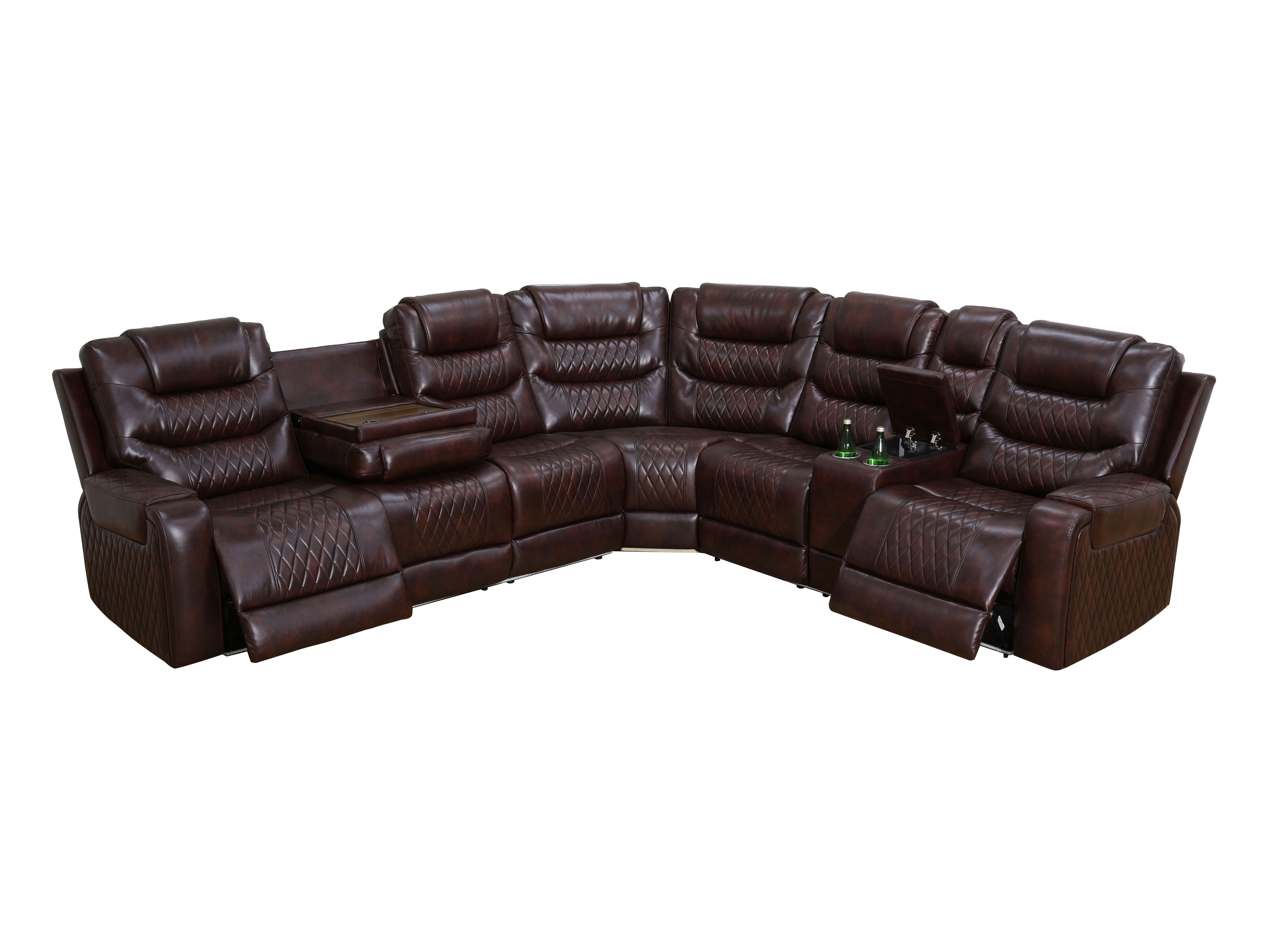 MAYEERTY Power Reclining L-Shaped Sectional Sofa, Leather Recliner with USB Charging, LED Lights & Storage