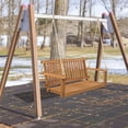 thumbnail image 2 of Gymax Acacia Wood 2-Person Outdoor Porch Swing with Hanging Ropes, Natural, 2 of 9