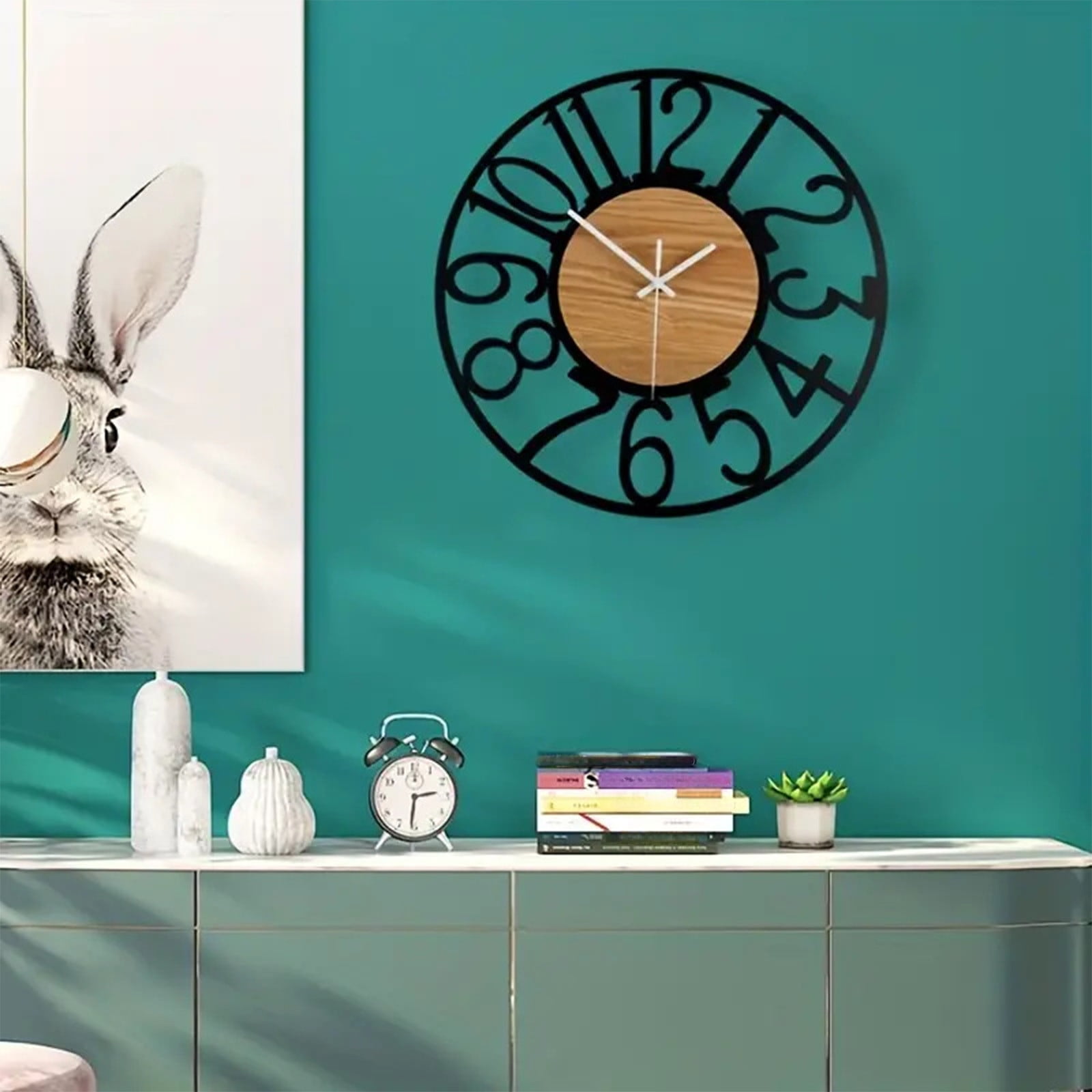 Inerposs Large Wall Clock, Silent Non Ticking Clock, Vintage Oversized Clock, Modern Decorative Clock for Living Room, Bedroom, Kitchen Decor