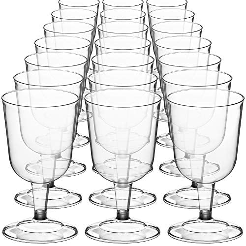 DecorRack 24 Wine Glasses, 6 Oz Plastic Party Wine Cups, Perfect for