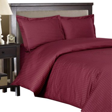Organic Cotton Duvet Cover - 550 Thread Count, 1-Piece Full/Queen With Button Closure, Chocolate Stripe Design