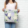 thumbnail image 2 of Spring Floral Checkered Pillow Covers 24x24 Inch Decorative Throw Pillow Cover, Sage Green Purple Buffalo Plaid Sofa Pillowcases Accent Cushion Case Home Decor Bedroom Living Room, 2 of 6