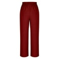 thumbnail image 4 of SELONE Wide Leg Pants for Women Plus Size Lounge Pants with Pockets Cotton Linen Wide Leg Elastic Waist Full Length Trouser Loose Casual Long Beach Pants Solid Red L Tall Breathable Summer Clothes, 4 of 7