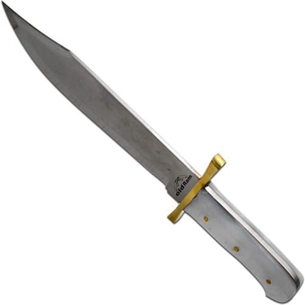 15" Classic Bowie Hunting Knife White Pearl Handle With Brass Cross Guard