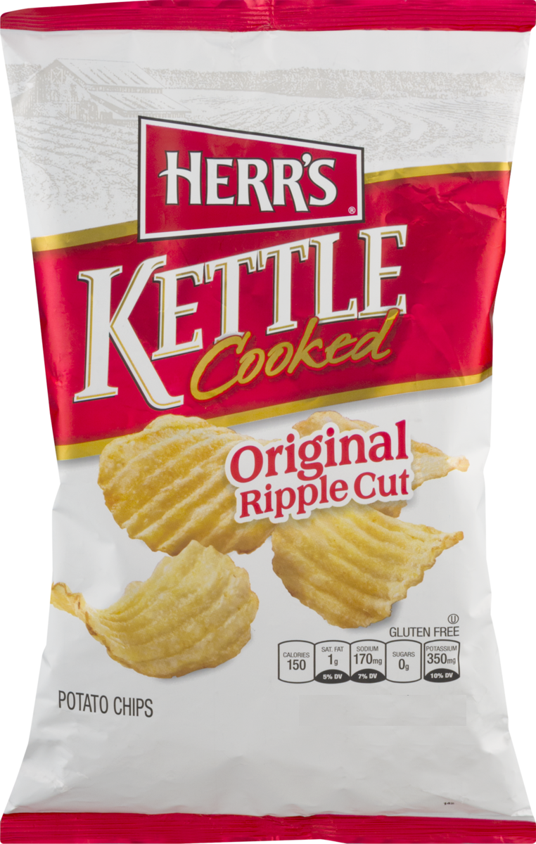 Herr's Kettle Cooked Original Ripple Cut Potato Chips, 3Pack 7.5 oz. Bags