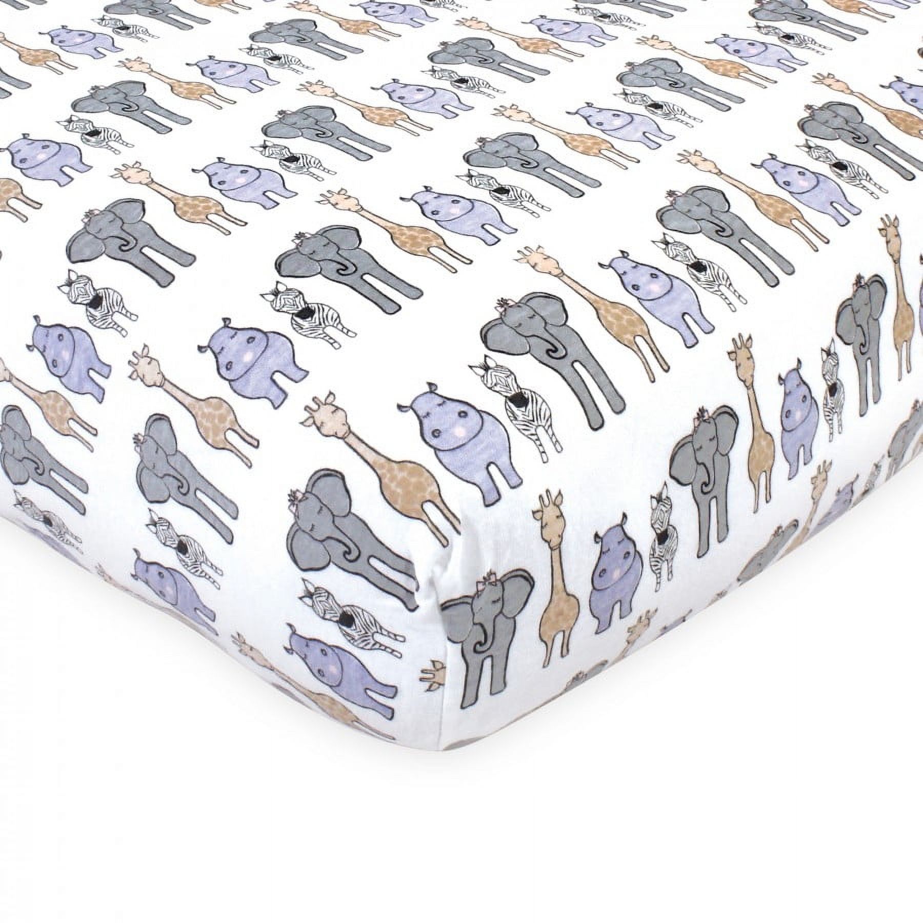 Hudson Baby Infant Girl Cotton Fitted Crib Sheet, Pink Safari, One Size