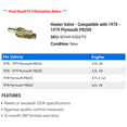 thumbnail image 2 of Heater Valve - Compatible with 1978 - 1979 Plymouth PB200, 2 of 2