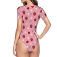 thumbnail image 3 of Uemuo Strawberry and Ladybugs Pattern Women's One Piece Short Sleeve Swimsuit Rash Guard Surfing Modest Quick-drying Swimsuit Beach Essentials-X-Large, 3 of 9
