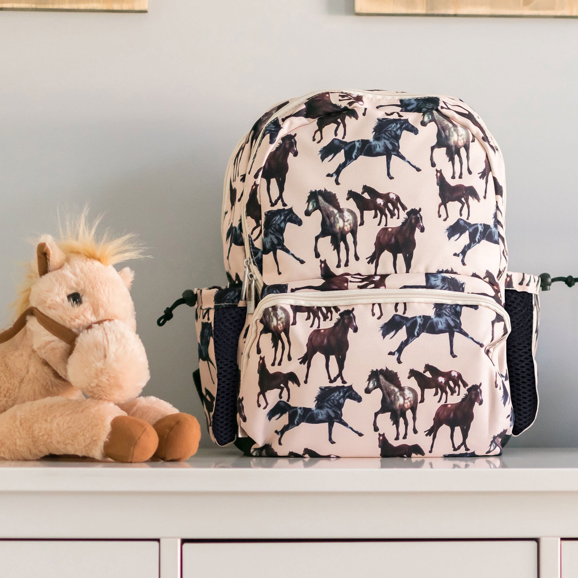 Wildkin Kids 17 Inch Backpack for Boys and Girls, Perfect for School and Travel (Horse Dreams Beige)