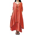 thumbnail image 1 of Robe Bohème Femme Décontractée Irrégulière Maxi Robe Vintage Ample Manches Longues en Lin avec Poches, 1 of 1