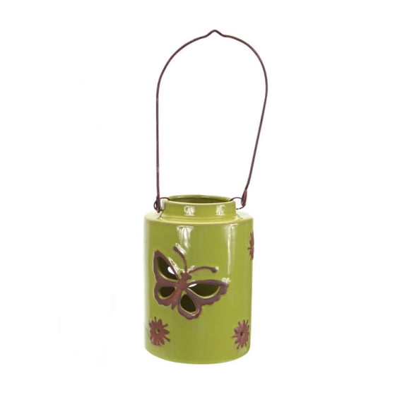 Melrose 12.5" Green Cut-Out Butterfly Tea Light or Votive Candle Holder