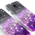 thumbnail image 4 of For Samsung Galaxy J3 2018 Case, Galaxy J3 Orbit Case, Galaxy J3 Star Case, Galaxy J3 V 2018/J3 Achieve/J3 Aura/Express Prime 3/Amp Prime 3 Case,Liquid Glitter Bling Bumper Phone Case - Purple/Clear, 4 of 5