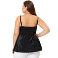 thumbnail image 4 of GRACE & GRANDEUR Chemisiers Camisoles pour Femmes Grande Taille à Bretelles Ajustables Haut Péplum en Velours Noir 4X, 4 of 5