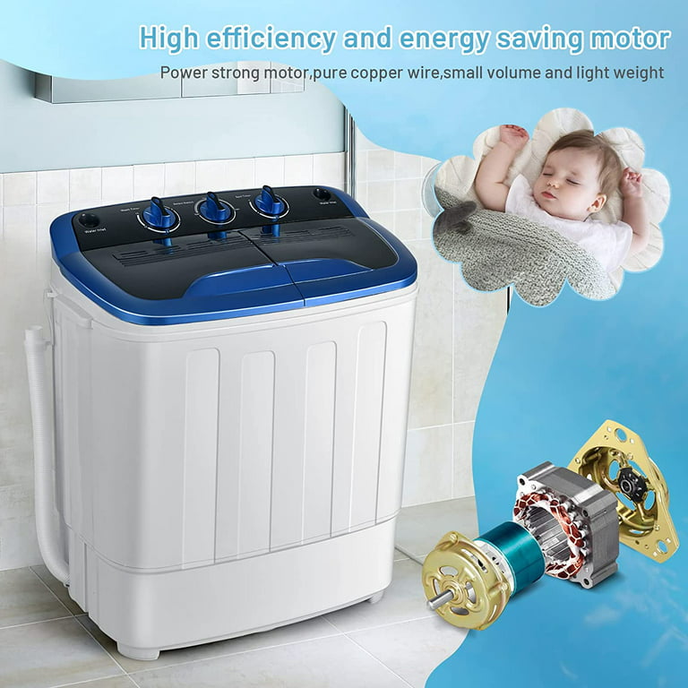  Customer reviews: ZENY Portable Full-Automatic Washing Machine  Compact Laundry Washer Spinner Machine with Drain Pipe 10 Programs 8 Water  Levels 8lbs Capacity for Apartment, RV,Camping
