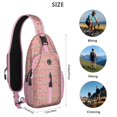 thumbnail image 5 of Sling Backpack,Pink Christmas Tree Pattern Crossbody Bag with Water Bottle Holder,Waterproof Sling Bag for Men/Women with Chest Phone Holder for Hiking,Travel, 5 of 6