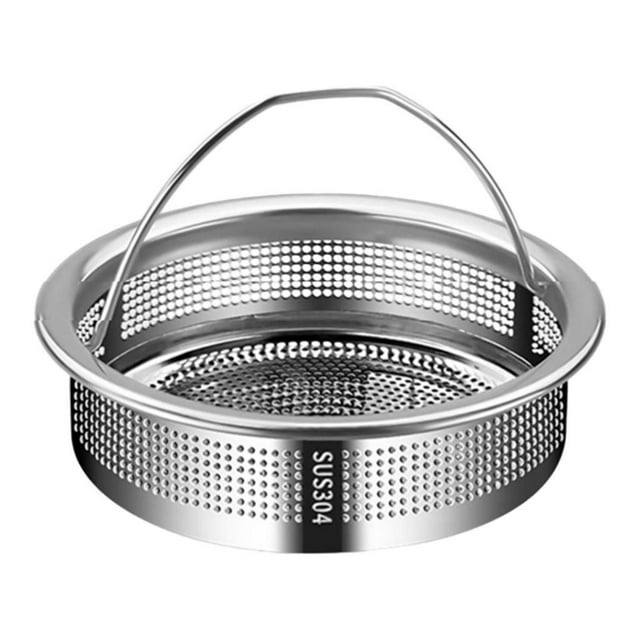 Colador de fregadero de cocina, duradero, con mango vadeable, cesta de drenaje para fregadero, cesta de malla para fregadero Acero 304 altura 2cm