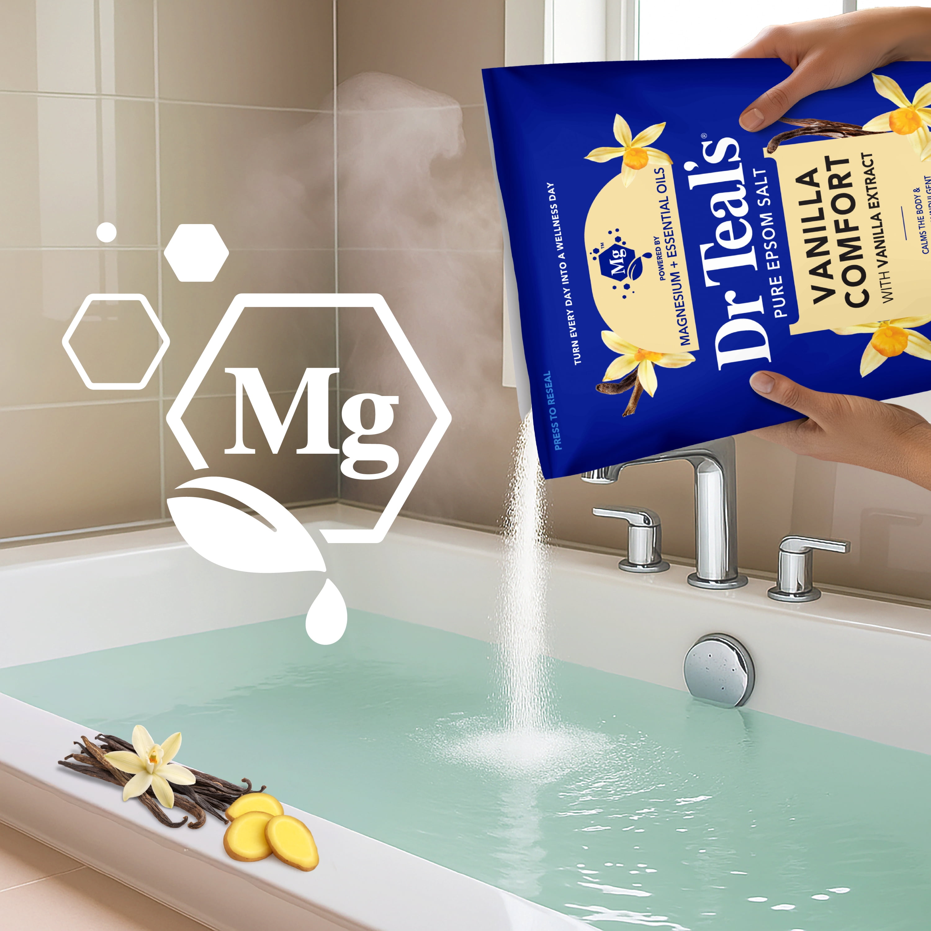 Dr Teal's Epsom Salt Magnesium Soak, Vanilla Comfort, 7 lbs