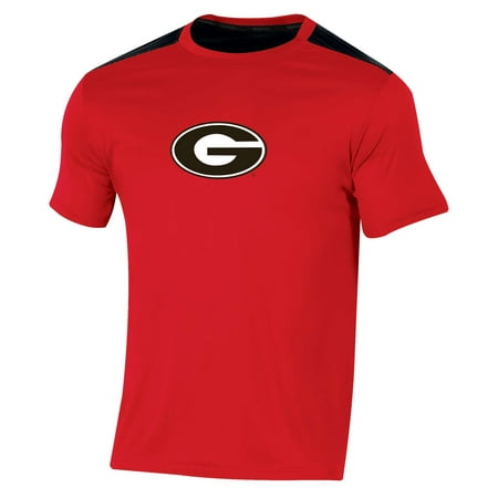 Men's Russell Red Georgia Bulldogs Synthetic Colorblock Crew