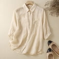 thumbnail image 2 of Birdeem Blouses pour Femmes Coton et Lin Fines Brodées Col Rond d'Été, 2 of 12