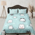 thumbnail image 1 of Juego de Funda Nórdica Cat Lover Colcha, Lindos Gatos Ropa de Cama Verde para Adolescentes Niños, 1 of 4