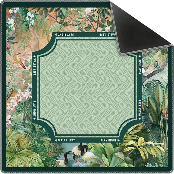 Green Tropical Plants Mahjong Mat 31.5" x 31.5",Vintage Green Non-Slip Noise Reduction Mahjong Table Cover Accessories Supplies for Dominoes Poker Card Board and Tile Games Gifts