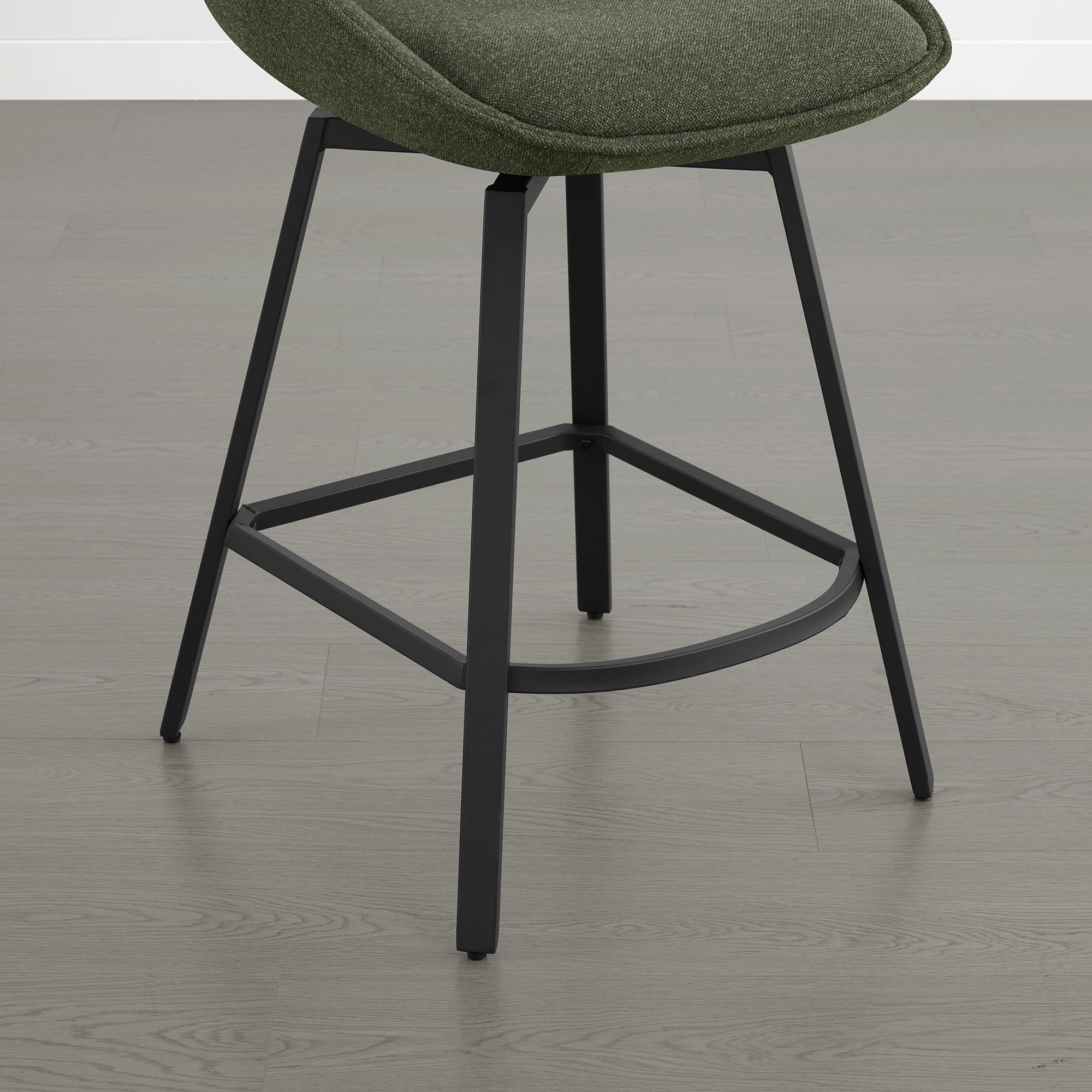 Spruce & Spring Modern Upholstered Bar Stool with Back, Metal Frame Counter Height Stool with Footrest for Kitchen Island Dining, Boucle Fabric, Set of 2, Green