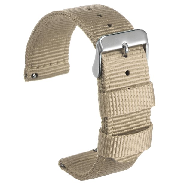 Amarillo Nylon Reloj Correa 20mm Ancho Duradero Nylon Correa con Plata Hebilla, Universal Reemplazo Lienzo Reloj Correa 25