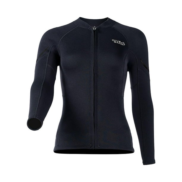 Traje de neopreno Zulema Chaqueta Traje de Buceo Manga Larga Cremallera Frontal Superior Mujer Negro XXL