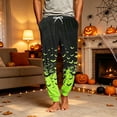 thumbnail image 2 of Hsovts Halloween Pajama Pants for Men Hallowmas Pj Pants for Men Pumpkin Ghost Print Lounge Bottoms Elastic Waist Drawstring Sleepwear With Pockets Green 2XL, 2 of 7