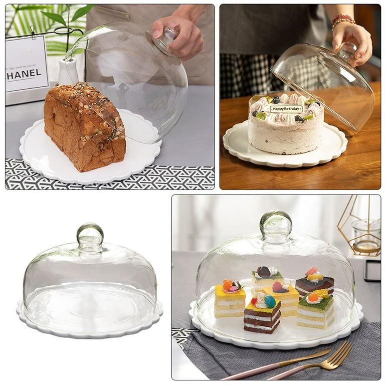 Microwave Plate Cover Cake Dome Cover with Handle Plastic Microwave  Splatter Guard Lid Dessert Cheese Cloche Dome Black
