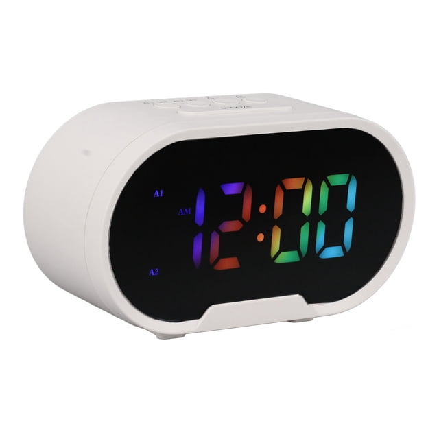 Réveil Numérique, Grands Chiffres Horloge Numérique LED avec Répétition, 2 Réveils, Dimmable, Volume Réglable, Réveil Numérique RGB Coloré pour Chambre, Salon, Bureau