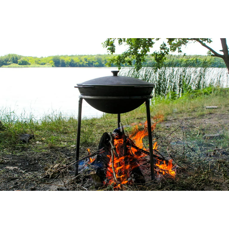 8.45 Quarts Dutch Oven Pot with Lid, Cast Iron Cauldron Uzbek Kazan,  Premium Camping Cookware