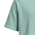 thumbnail image 4 of JSheng Men's Short Sleeve Tops Trendy Solid Color Short Sleeved V-Neck Waffle Checks Loose Pullover Shirts Green M, 4 of 4