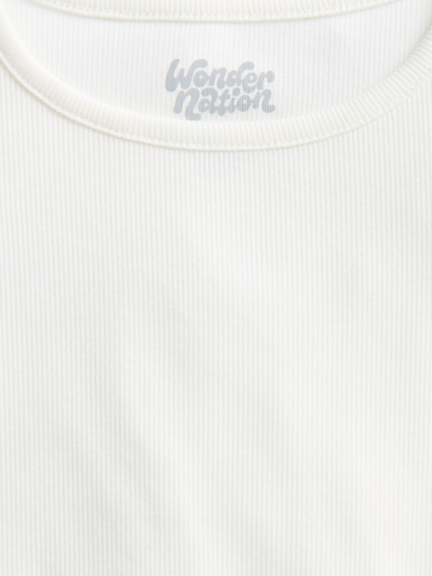 Wonder Nation Girls' Ribbed Top with Short Ruffle Sleeves, Sizes 4-18 & Plus