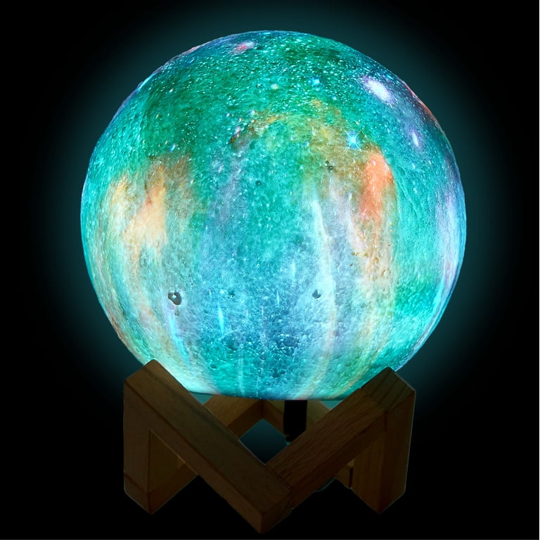Urban Shop 3D Print Color Changing Moon Lamp with Wood Stand
