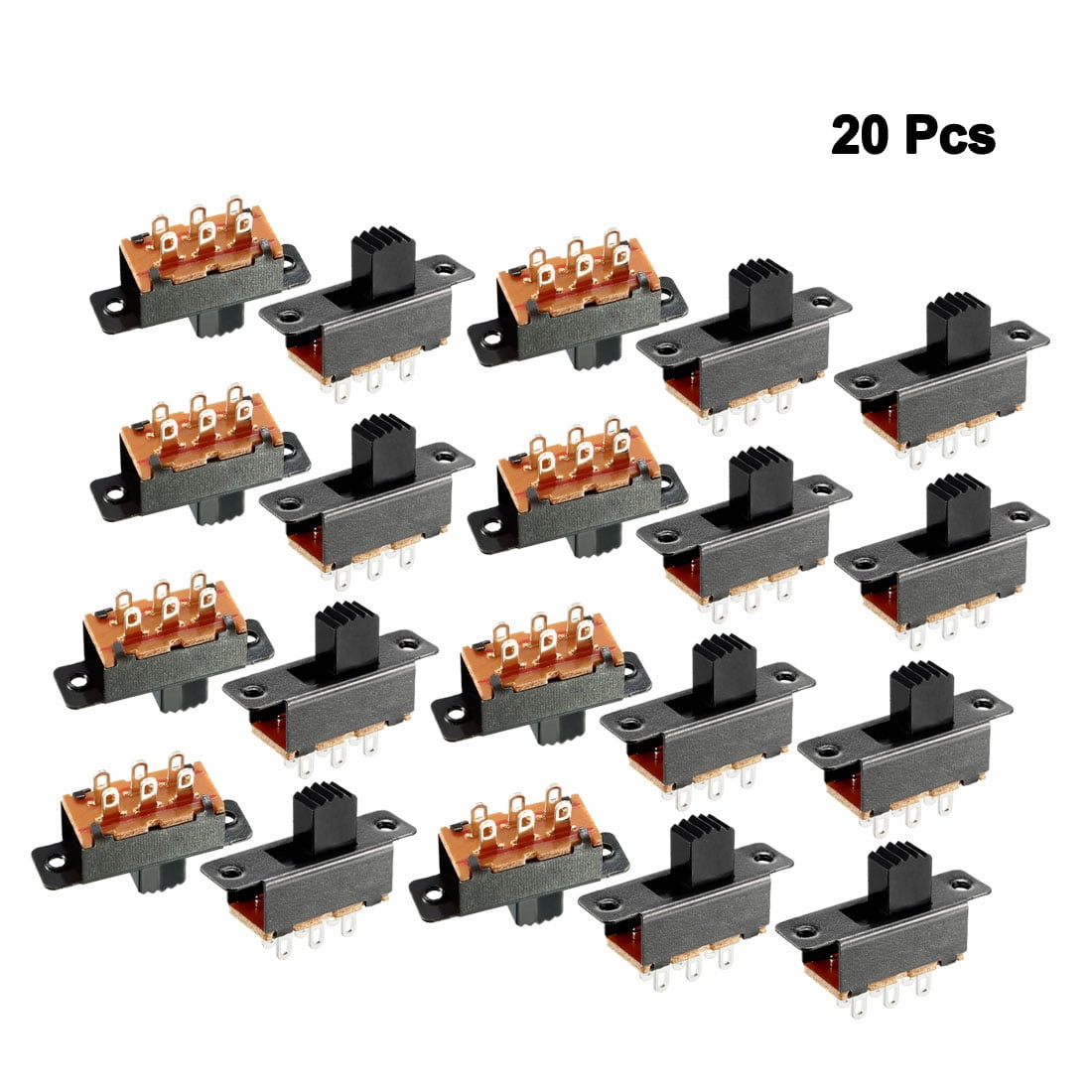 uxcell 20Pcs 5mm Vertical Slide Switch DPDT 6 Terminals PCB Panel Latching