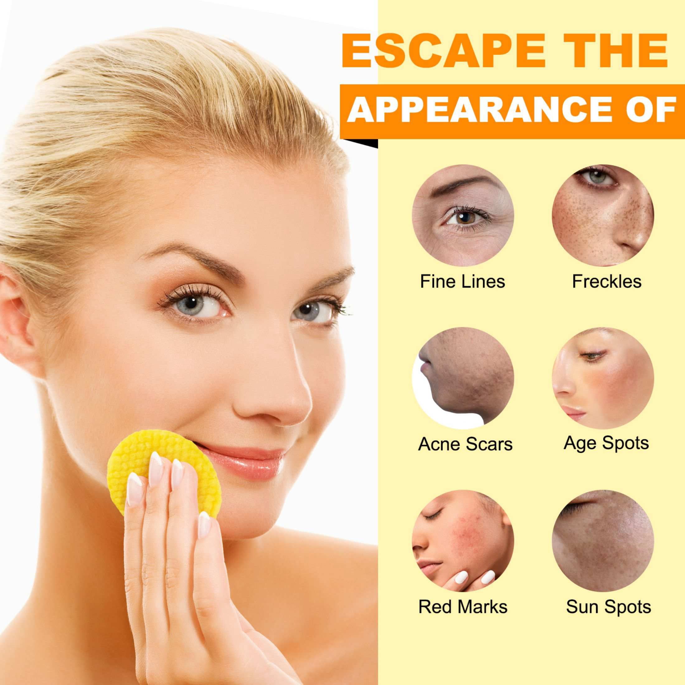 Yecuce 3-Pack Turmeric Kojic Acid Cleansing Pads -Cleansing & Hydrating Facial Pads, Facial Cleansing for All Skin Type