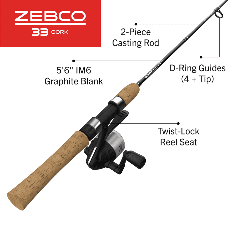 Zebco 33 Spincast Reel and 2-Piece Fishing Rod Combo 5-Foot 6-Inch